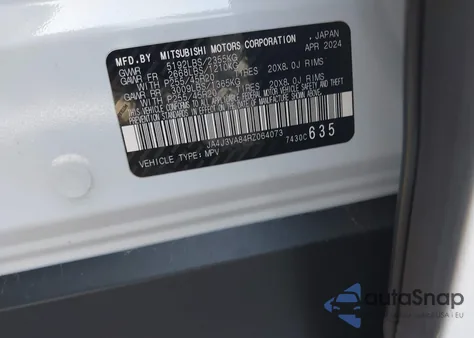 2024 Mitsubishi Outlander Se 2.5 2Wd z USA, uszkodzony, nr VIN JA4J3VA84RZ064073